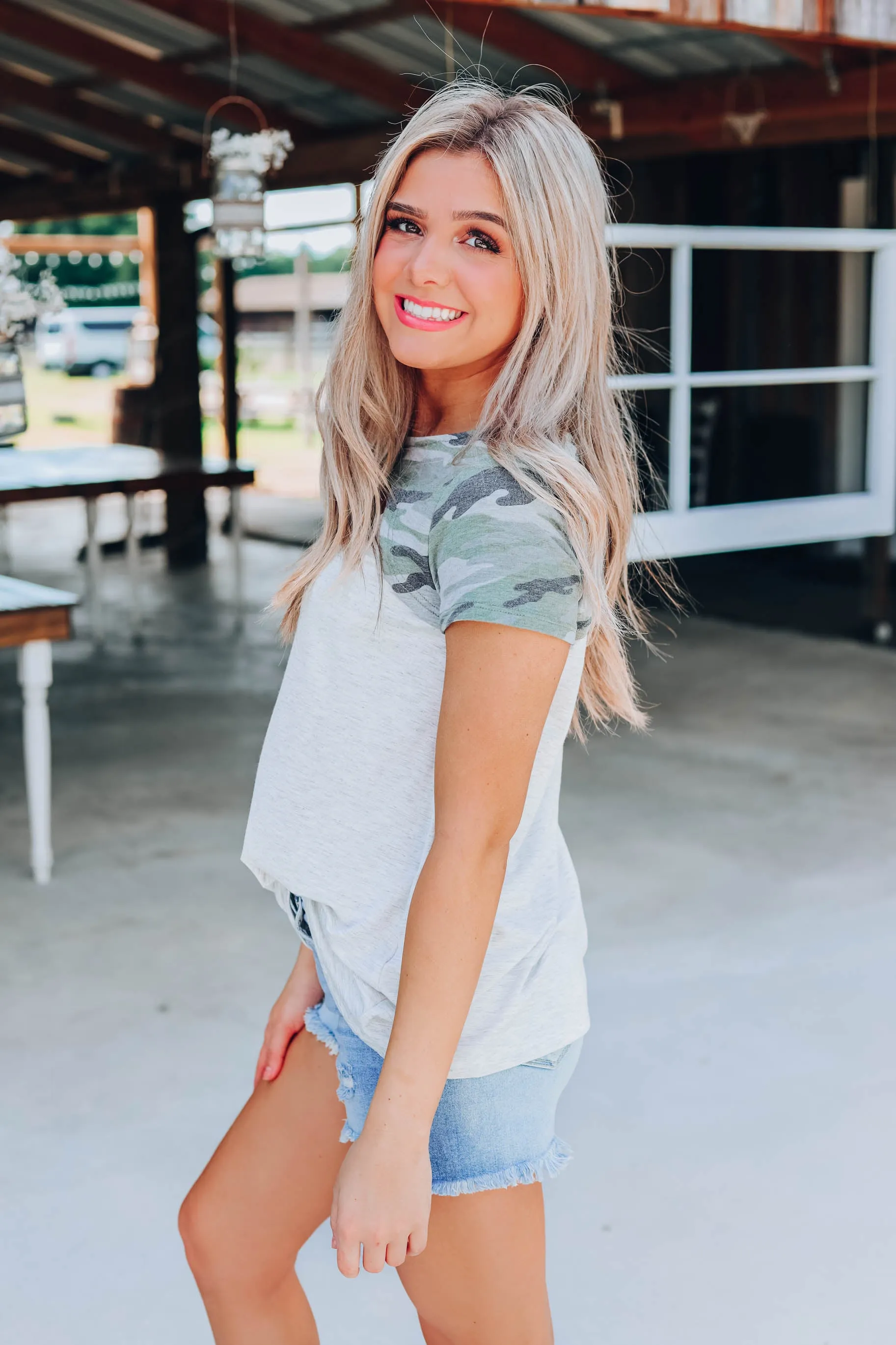 Chic Camo Cut-Out Top