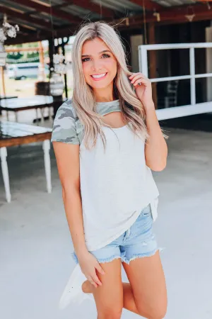 Chic Camo Cut-Out Top