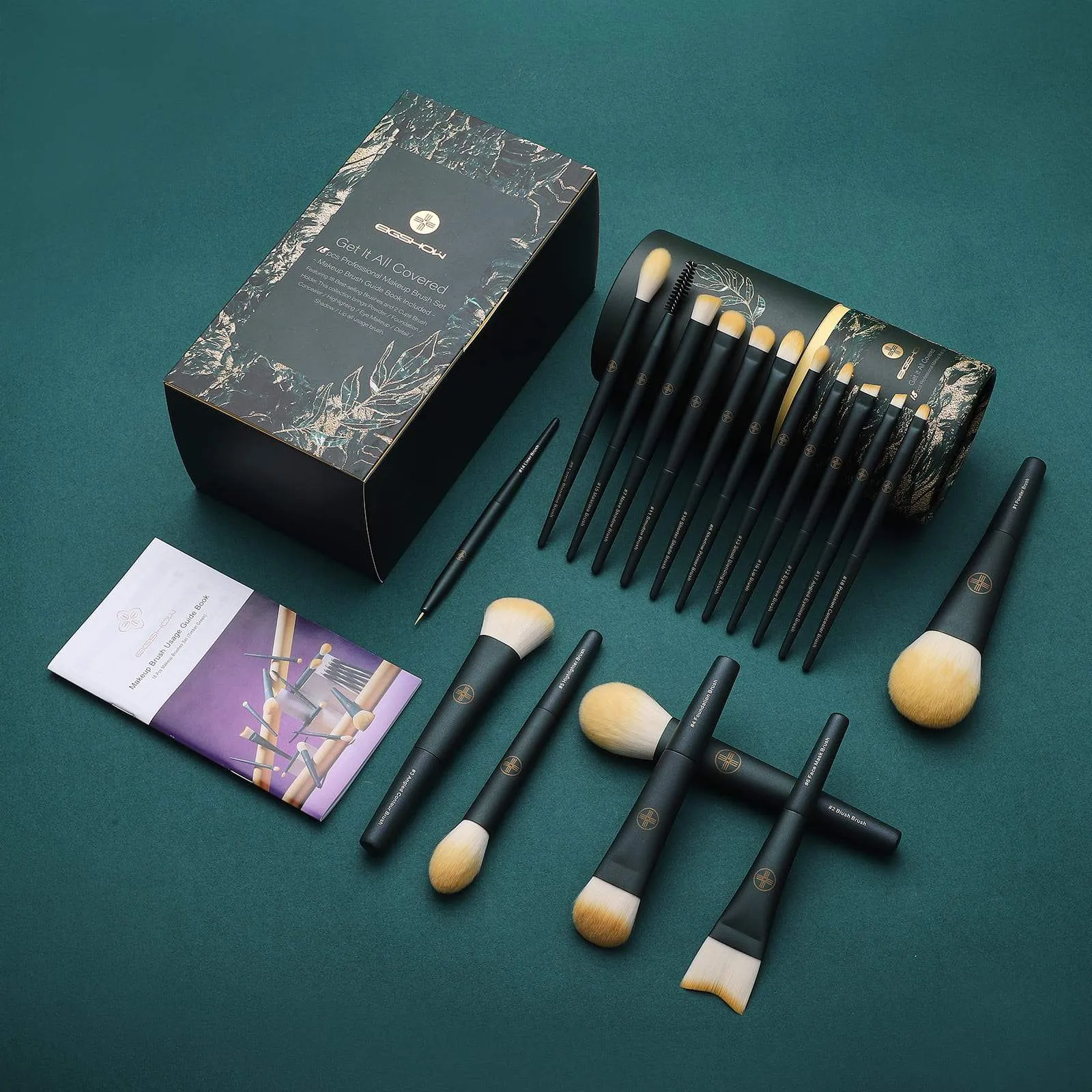 CHIC SERIES-18PCS MINI MAKEUP BRUSH KIT-SHADED SPRUCE
