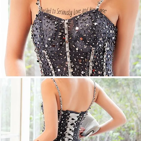 Chic Tulle Beaded Straps Knee Length Homecoming Dress Prom Dress, Short Formal Dress