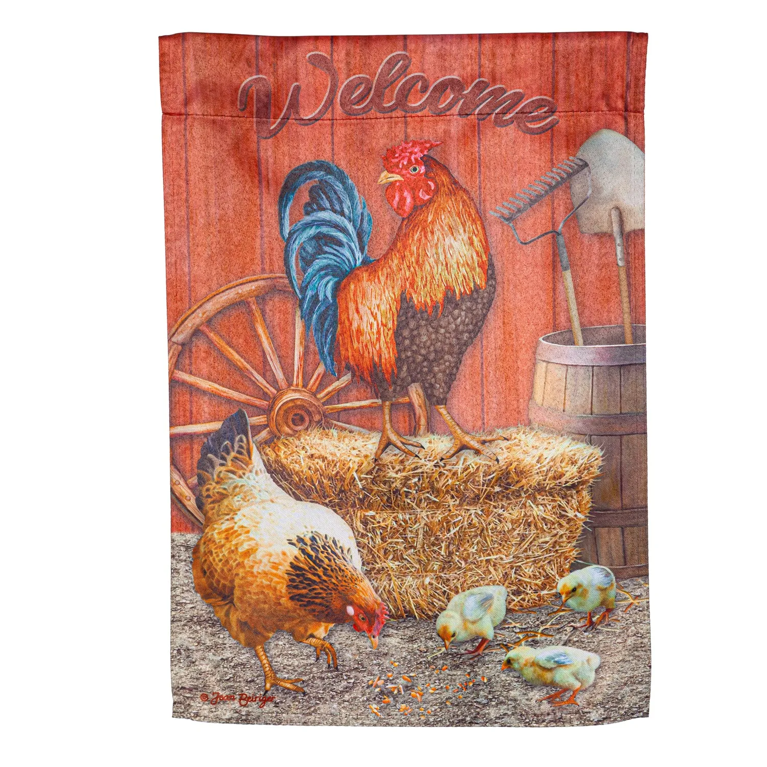Chicken in Barn Suede Garden Flag,14s11338