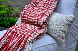 Contemporary Throw Blanket - Red Cotton Throw