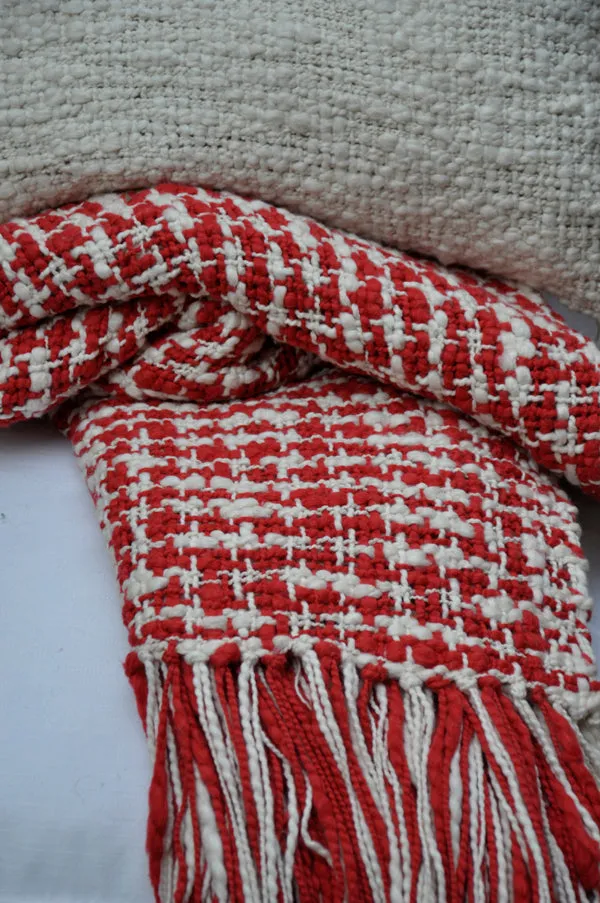Contemporary Throw Blanket - Red Cotton Throw