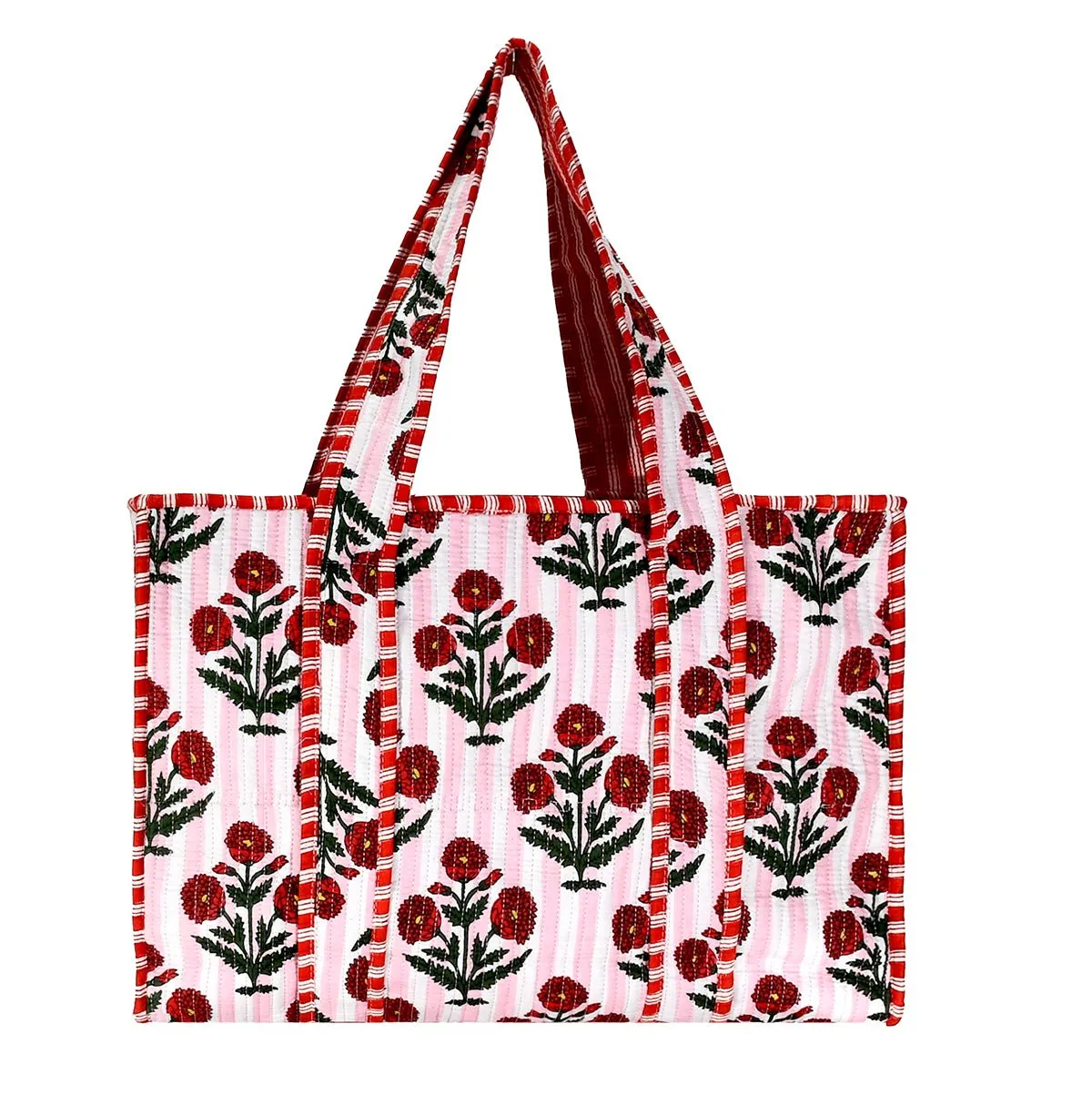Cotton Block Print Tote Bag- Small & Large