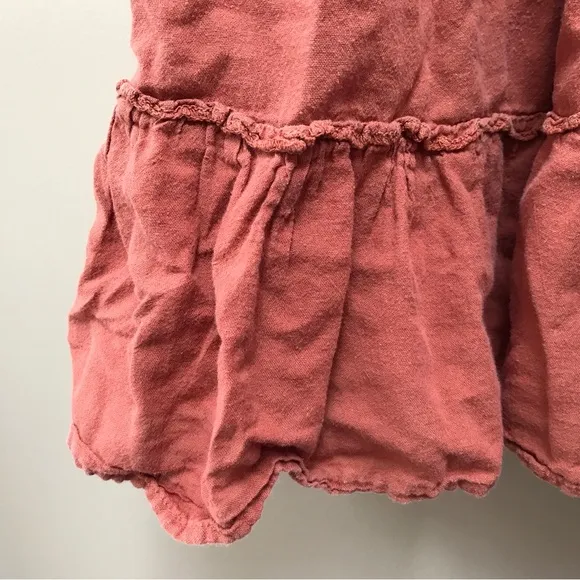 Cotton Flower Flowy Tiered Skirt with Pockets in Orange (S)