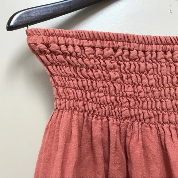 Cotton Flower Flowy Tiered Skirt with Pockets in Orange (S)