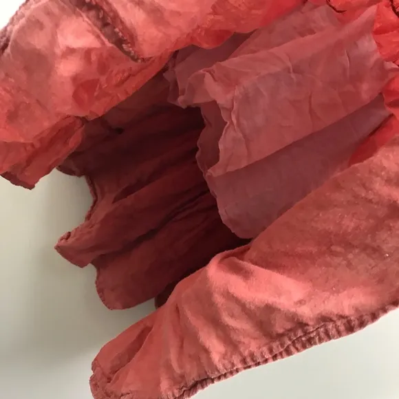 Cotton Flower Flowy Tiered Skirt with Pockets in Orange (S)
