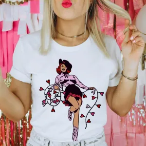 Cowgirl Pinup Graphic Tee White