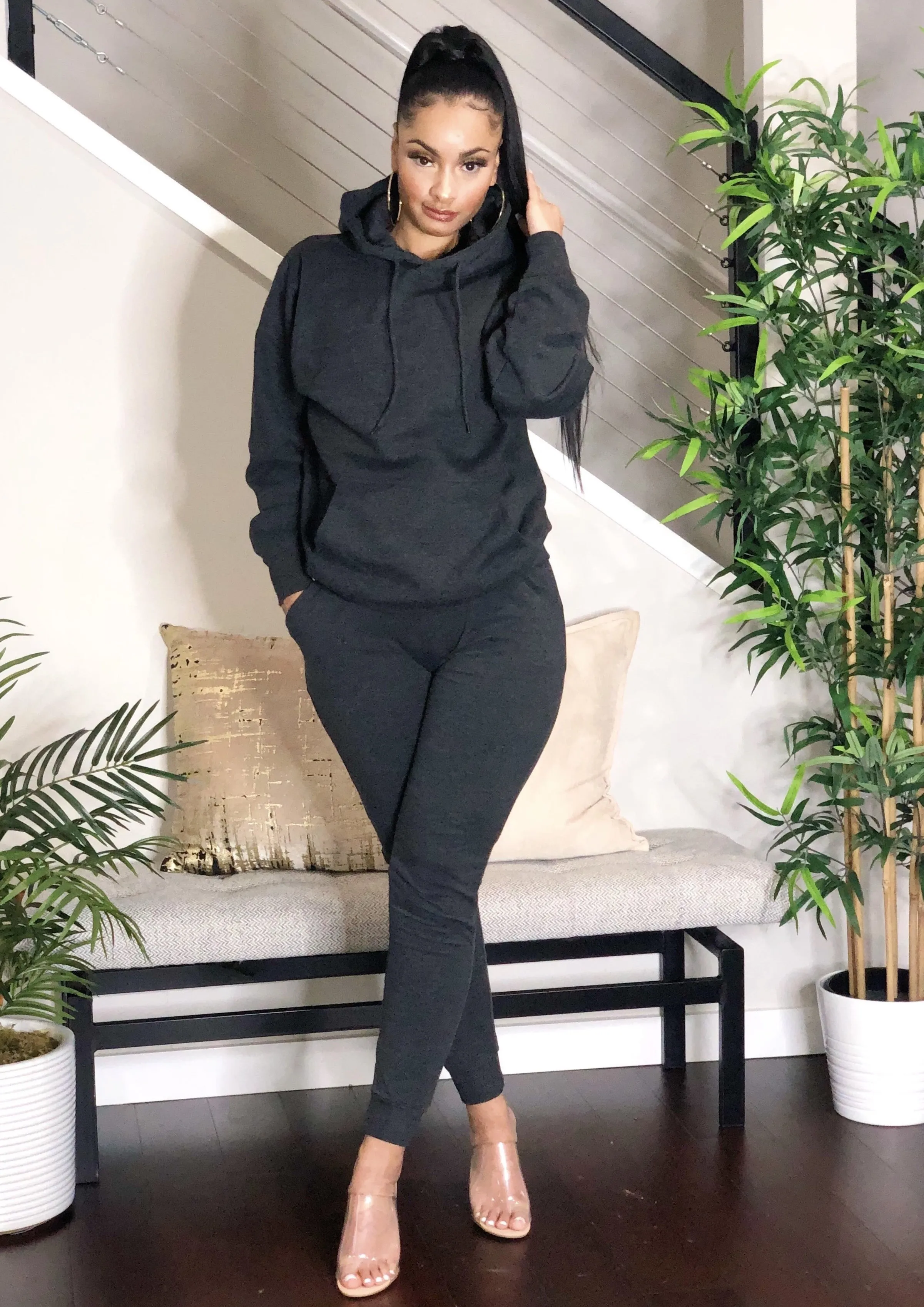 Cozy Hoodie Jogger Set (Charcoal Grey)