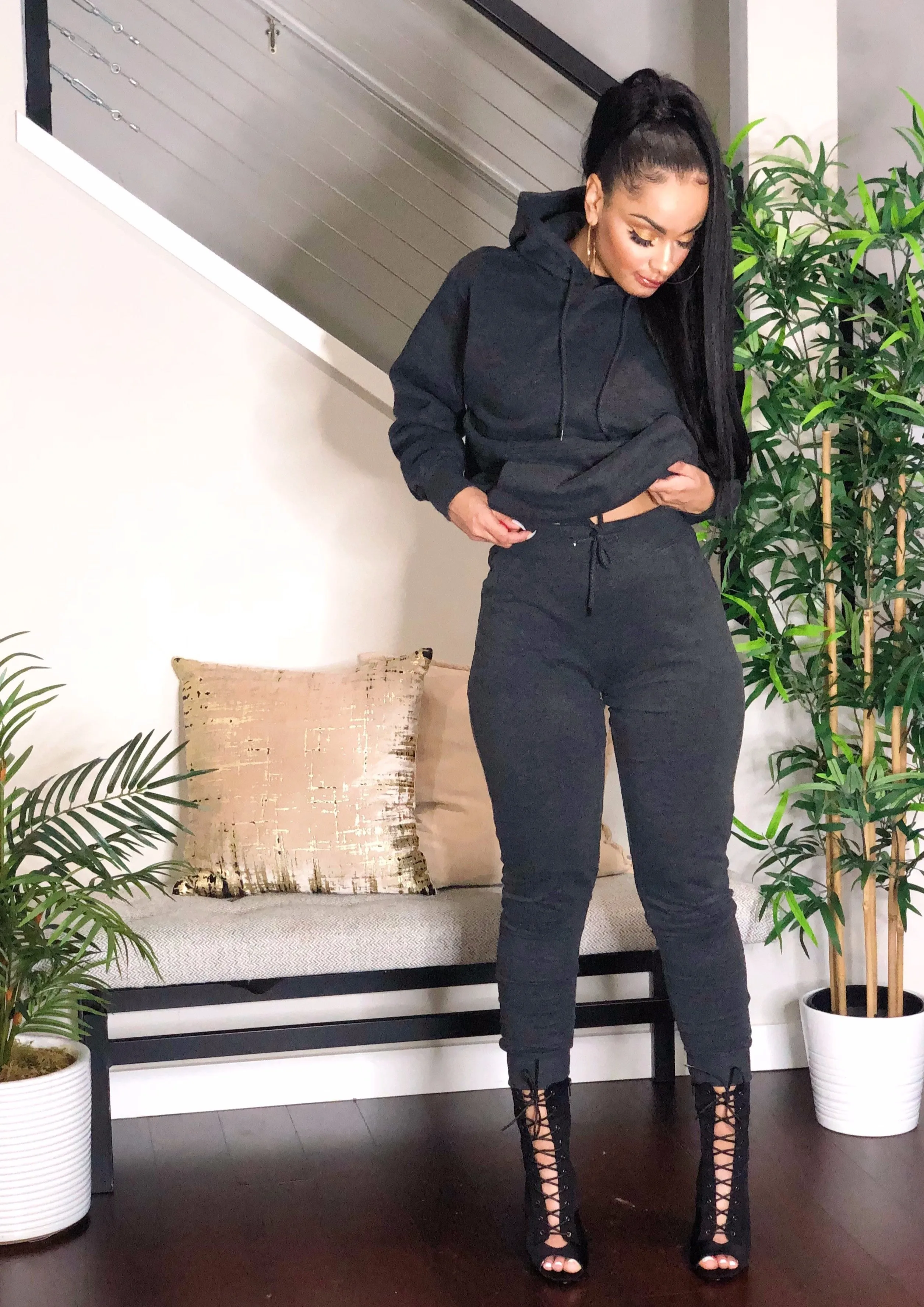 Cozy Hoodie Jogger Set (Charcoal Grey)