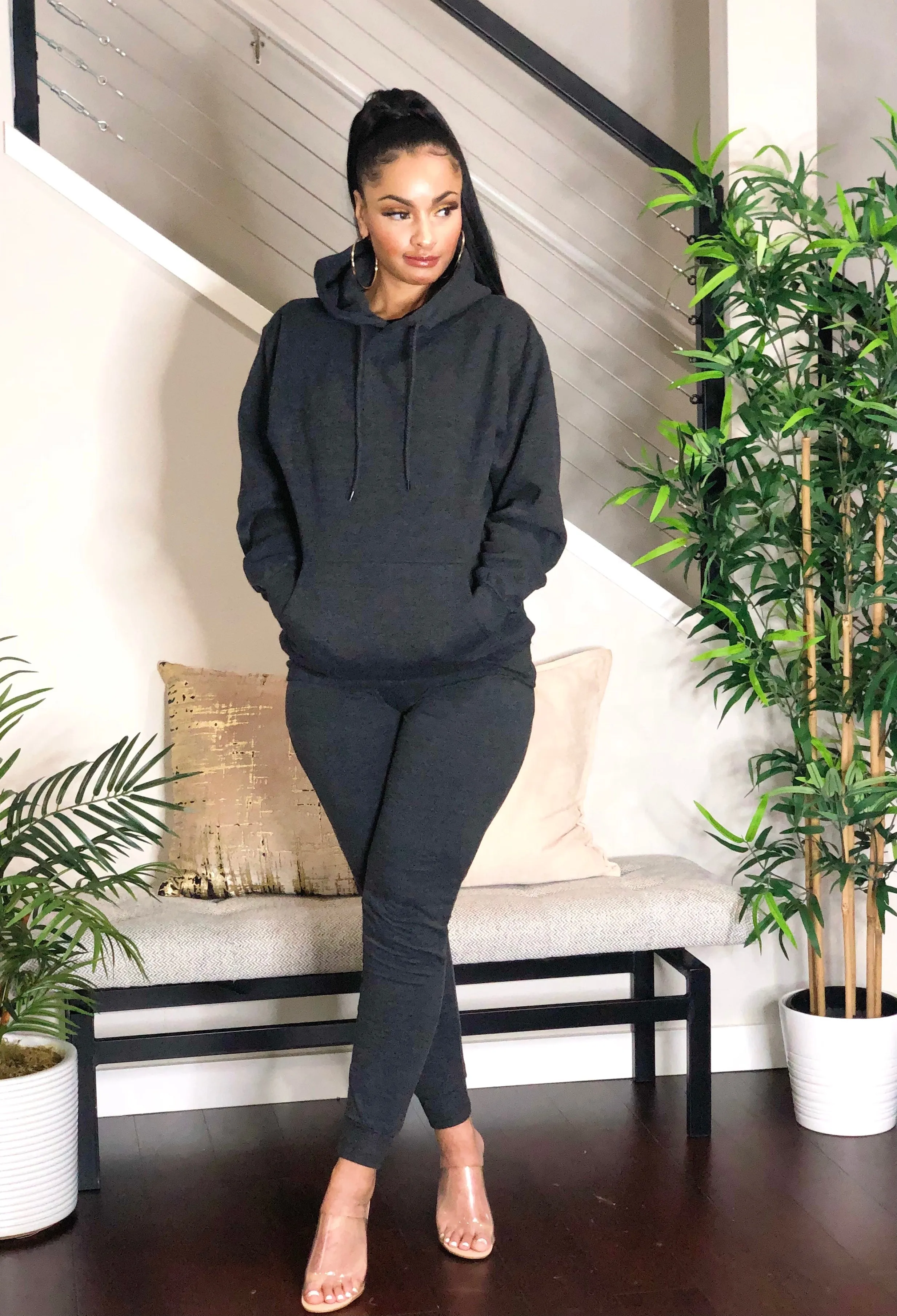 Cozy Hoodie Jogger Set (Charcoal Grey)
