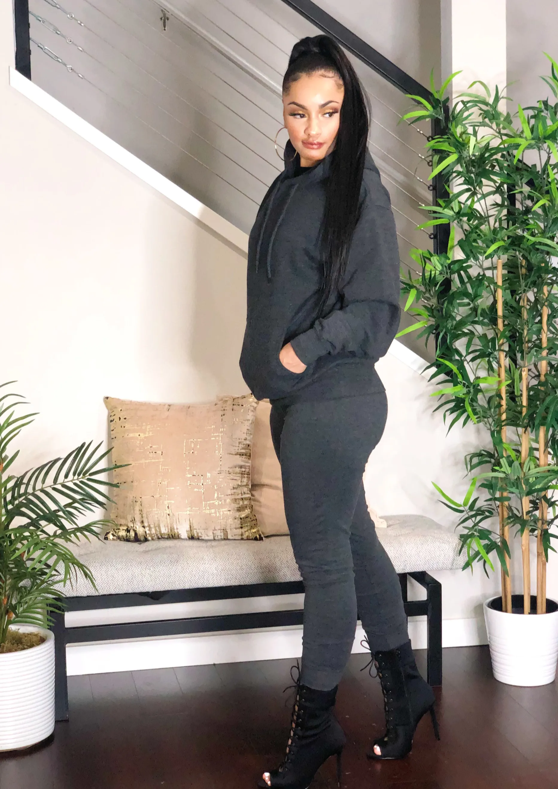 Cozy Hoodie Jogger Set (Charcoal Grey)
