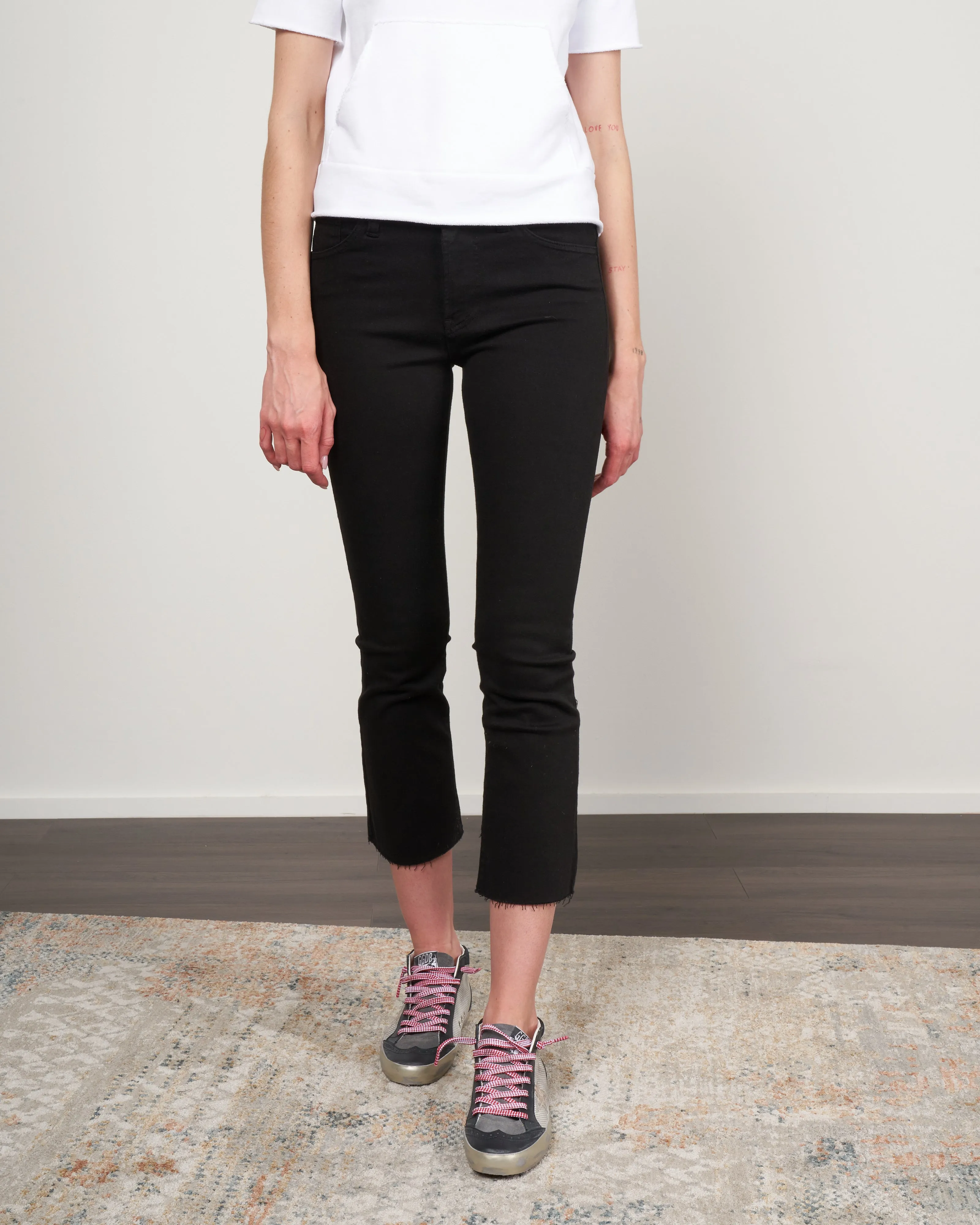 crop boot with a raw hem - black tear