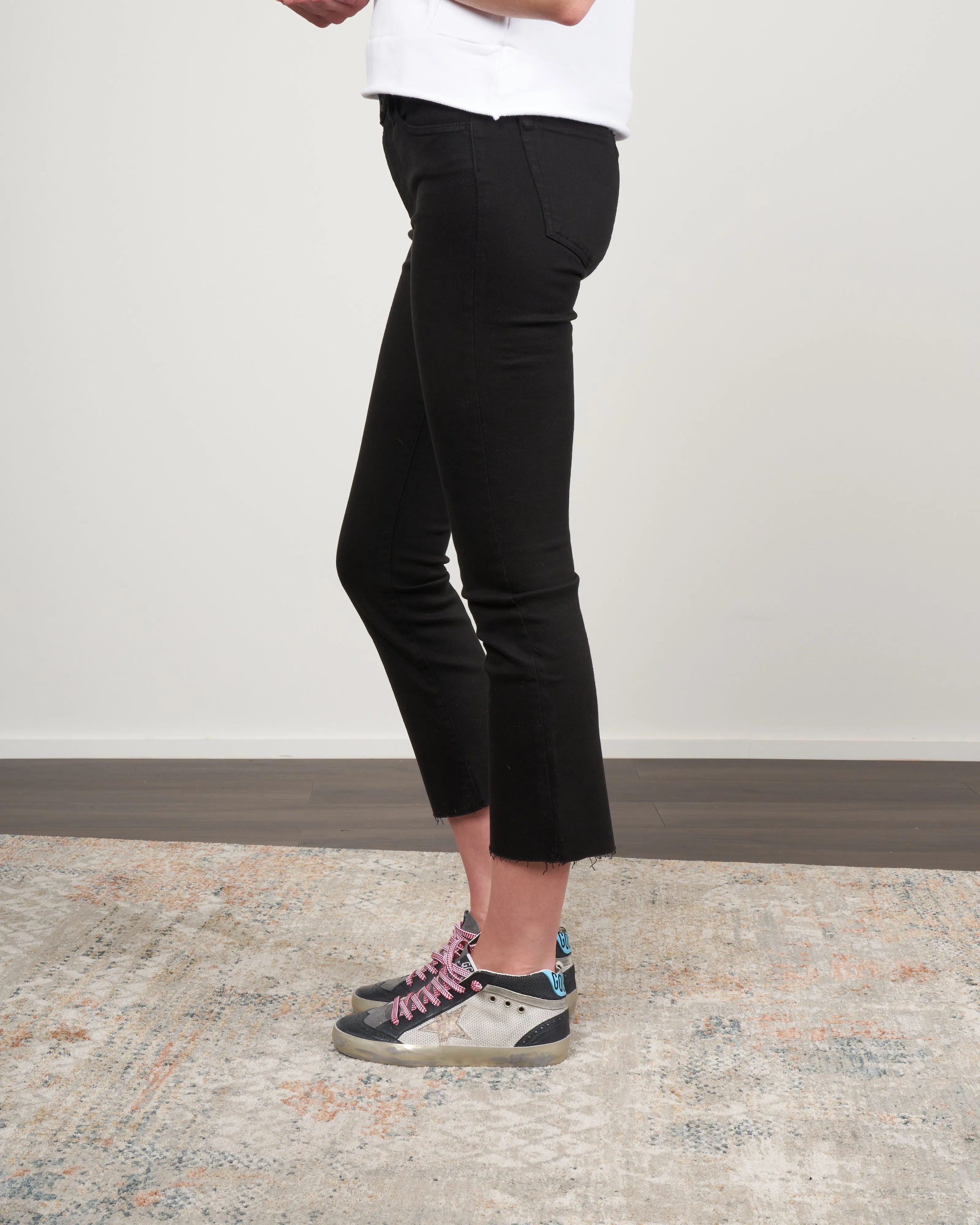 crop boot with a raw hem - black tear