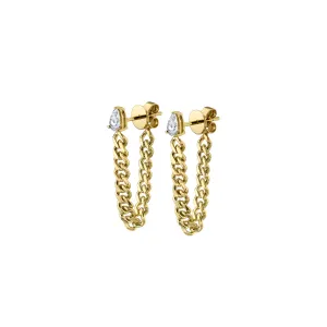 Cuban Link Loop Earrings w/ Diamonds