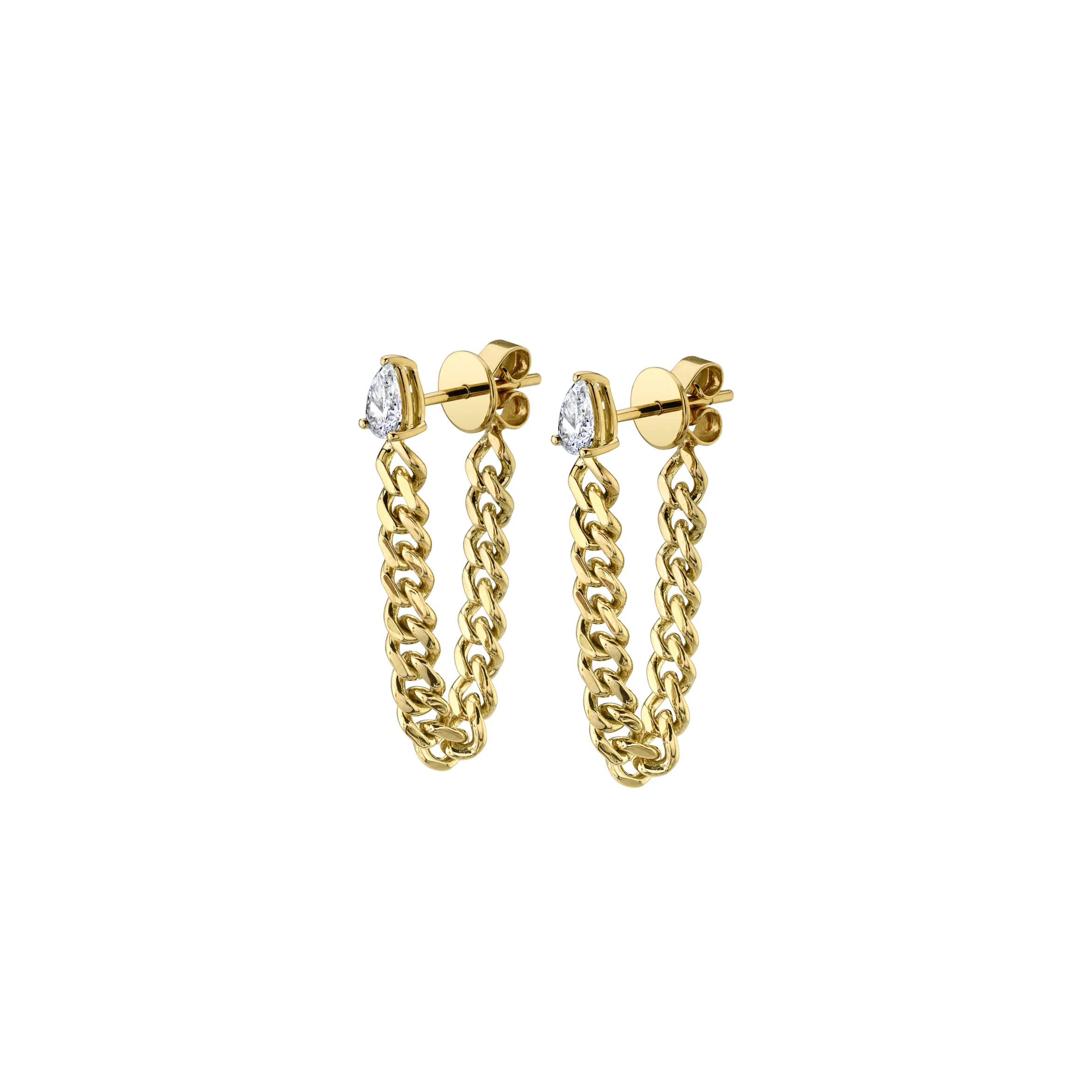 Cuban Link Loop Earrings w/ Diamonds