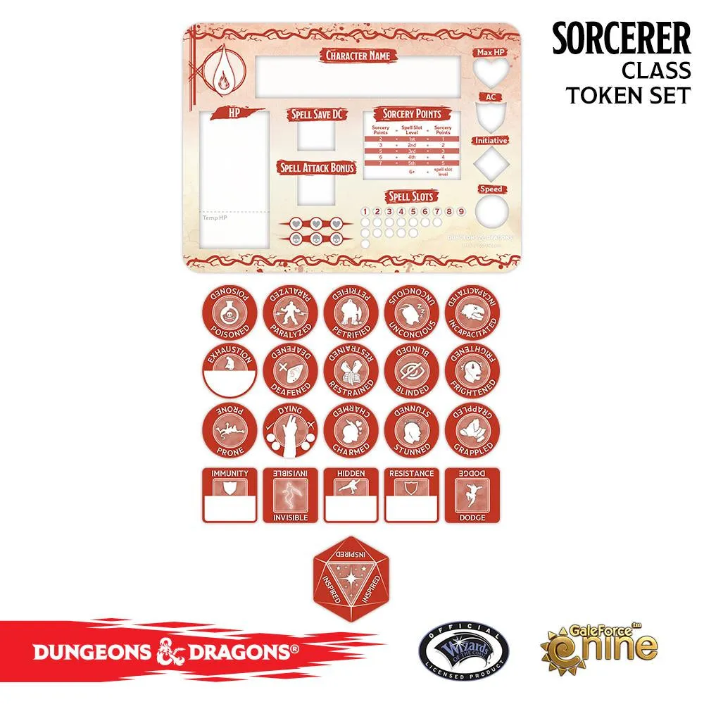 D&D Spellcard Tins - Sorcerer Token Set