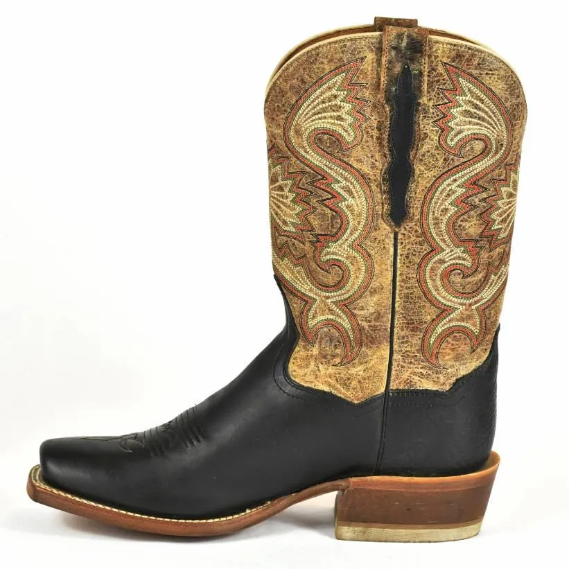 Dan Post Roper Cowboy Boot- Cowboy Certified- Black Leather-Square Toe 130
