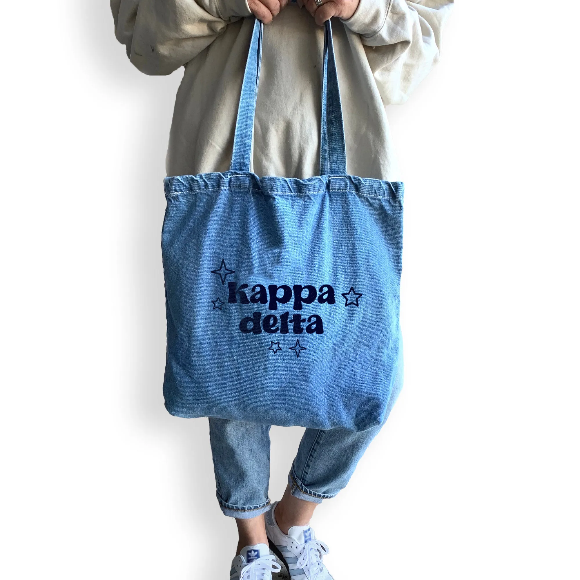 Denim Sorority Tote Bag - Sorority Gift, Big Little Reveal, Bid Day, Greek Life