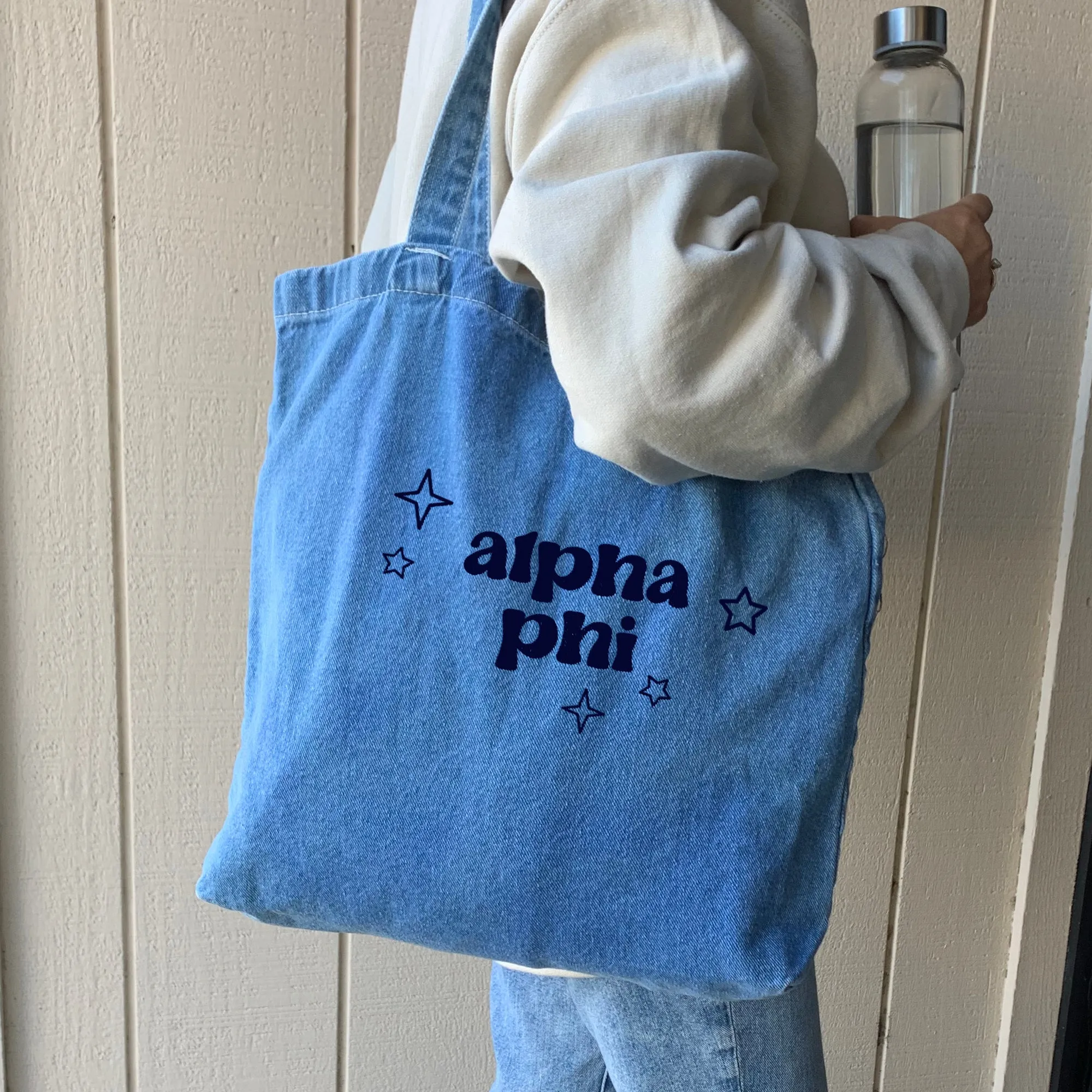 Denim Sorority Tote Bag - Sorority Gift, Big Little Reveal, Bid Day, Greek Life