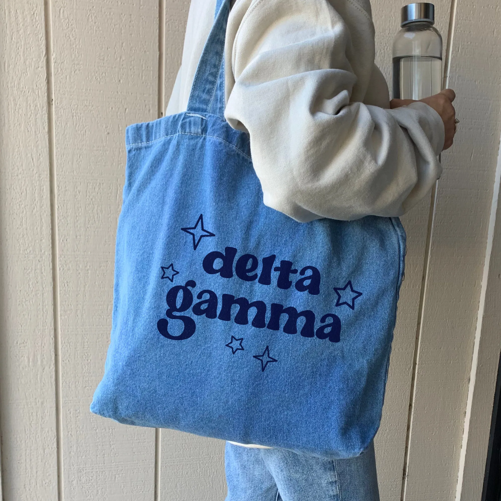 Denim Sorority Tote Bag - Sorority Gift, Big Little Reveal, Bid Day, Greek Life