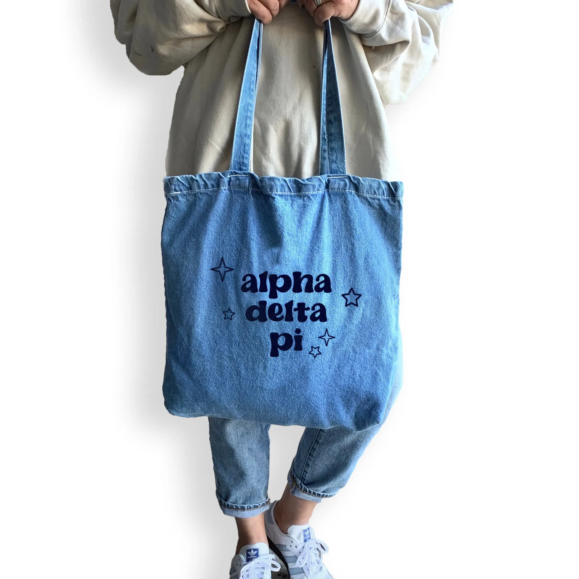 Denim Sorority Tote Bag - Sorority Gift, Big Little Reveal, Bid Day, Greek Life