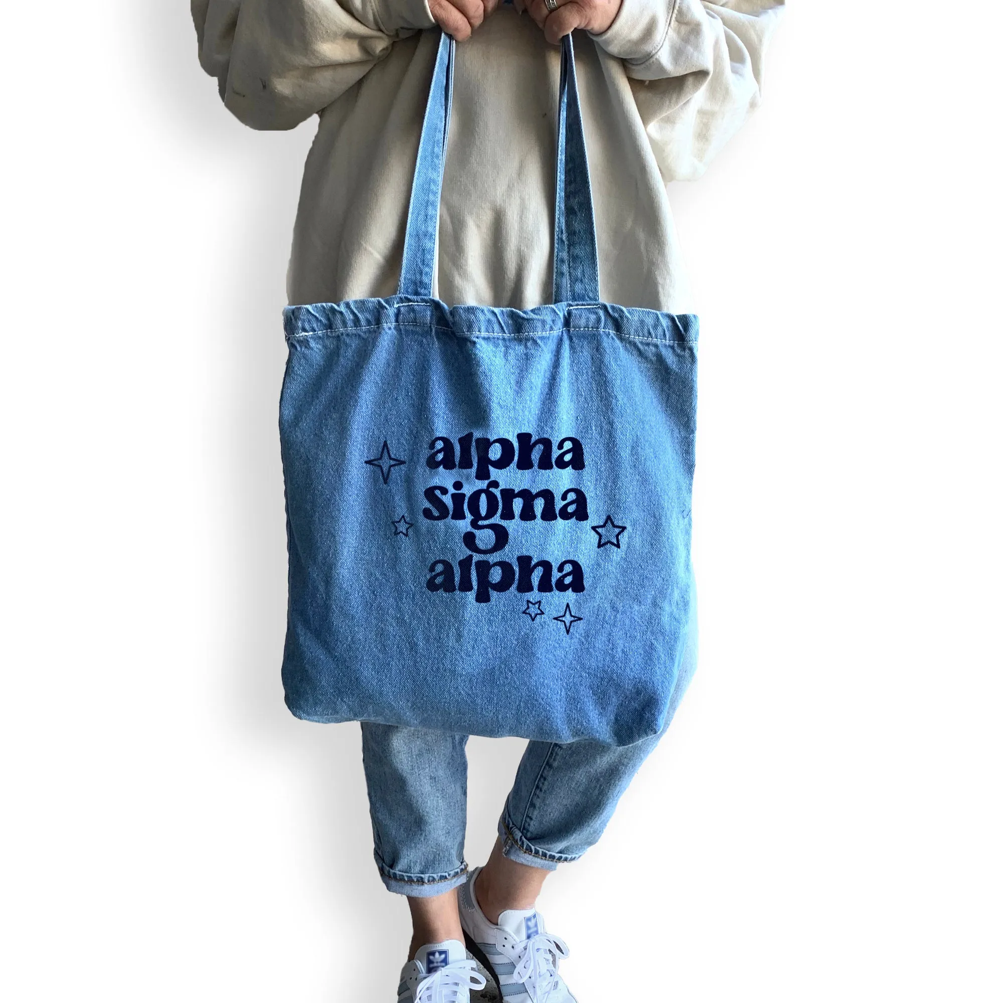 Denim Sorority Tote Bag - Sorority Gift, Big Little Reveal, Bid Day, Greek Life