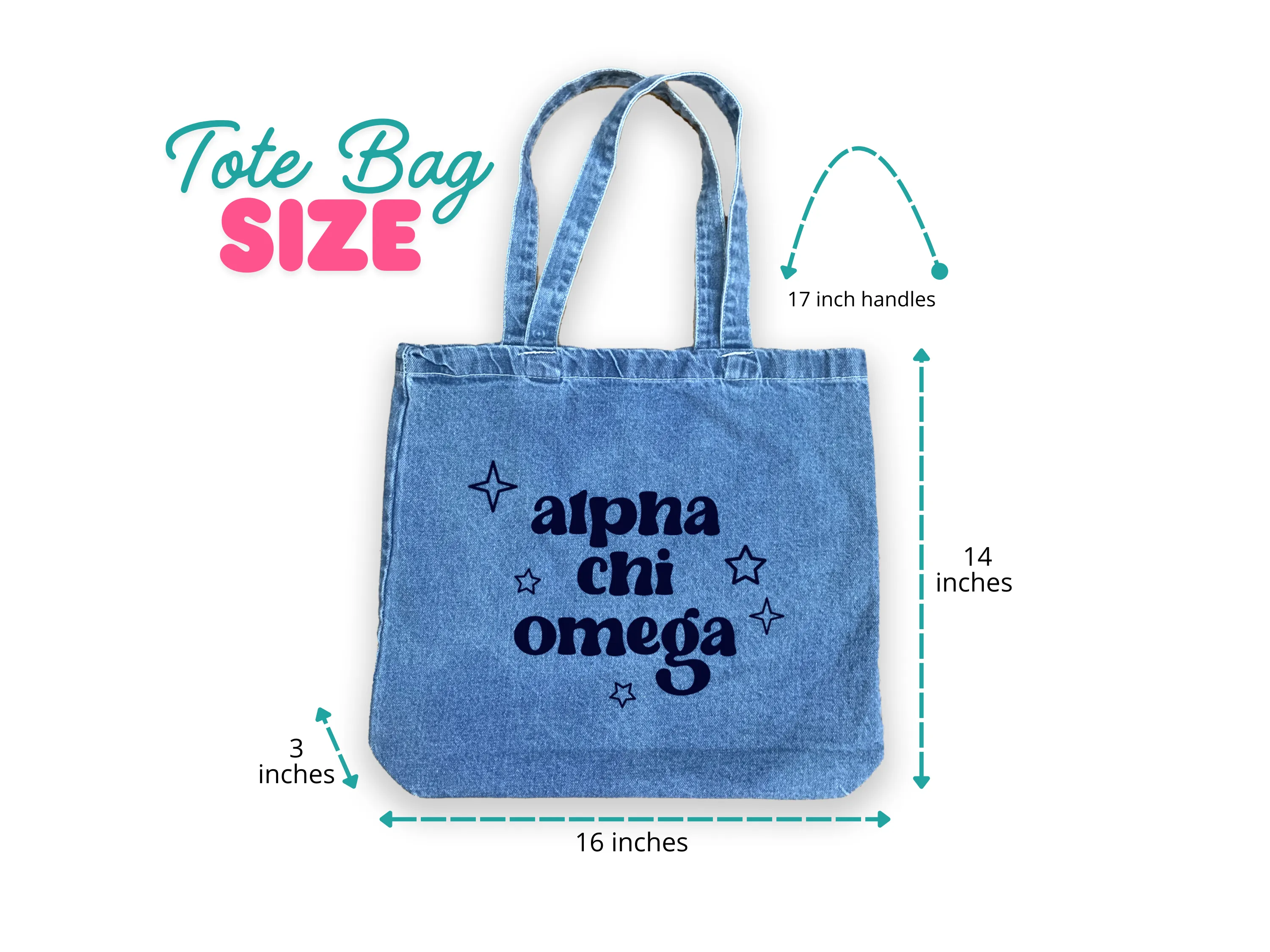 Denim Sorority Tote Bag - Sorority Gift, Big Little Reveal, Bid Day, Greek Life