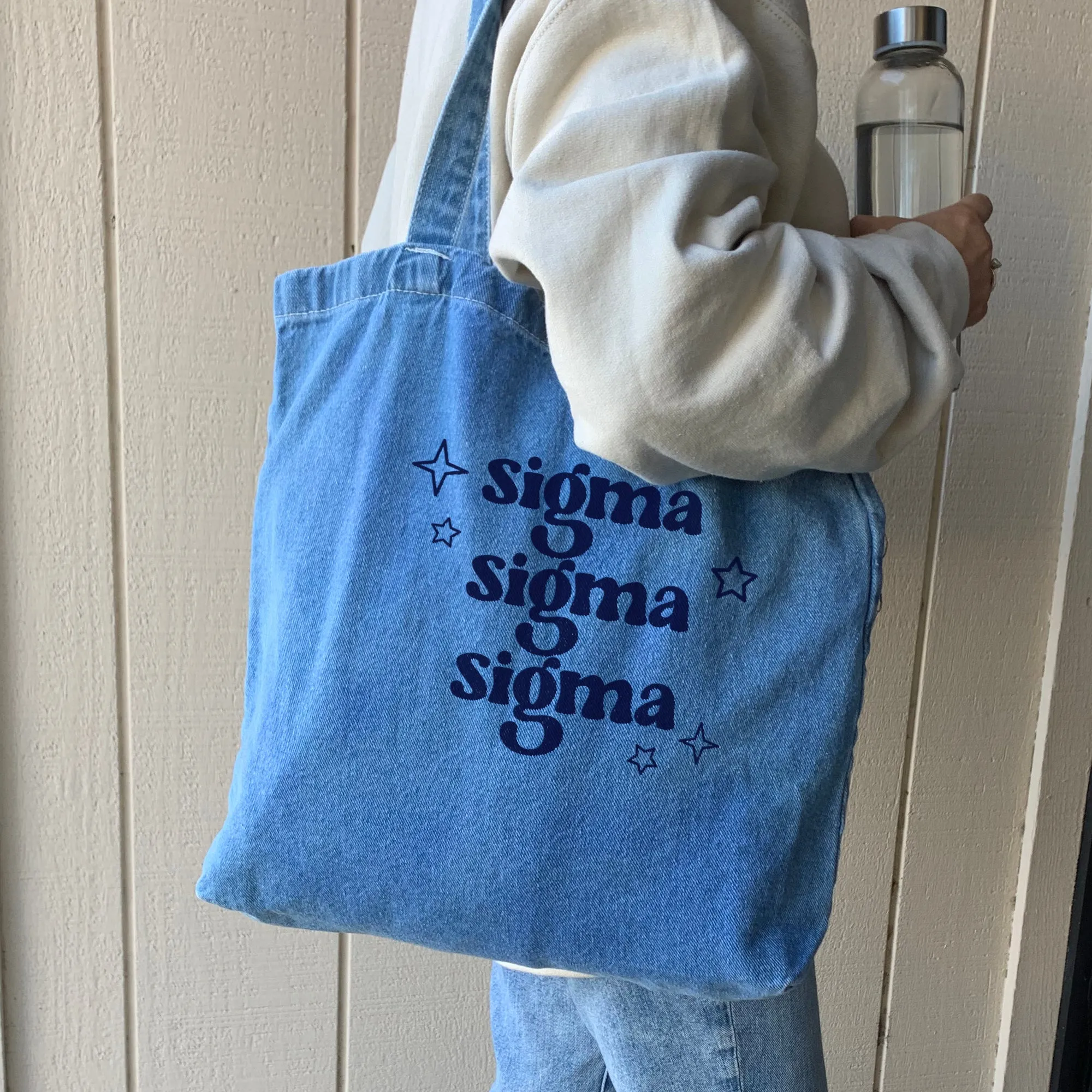 Denim Sorority Tote Bag - Sorority Gift, Big Little Reveal, Bid Day, Greek Life