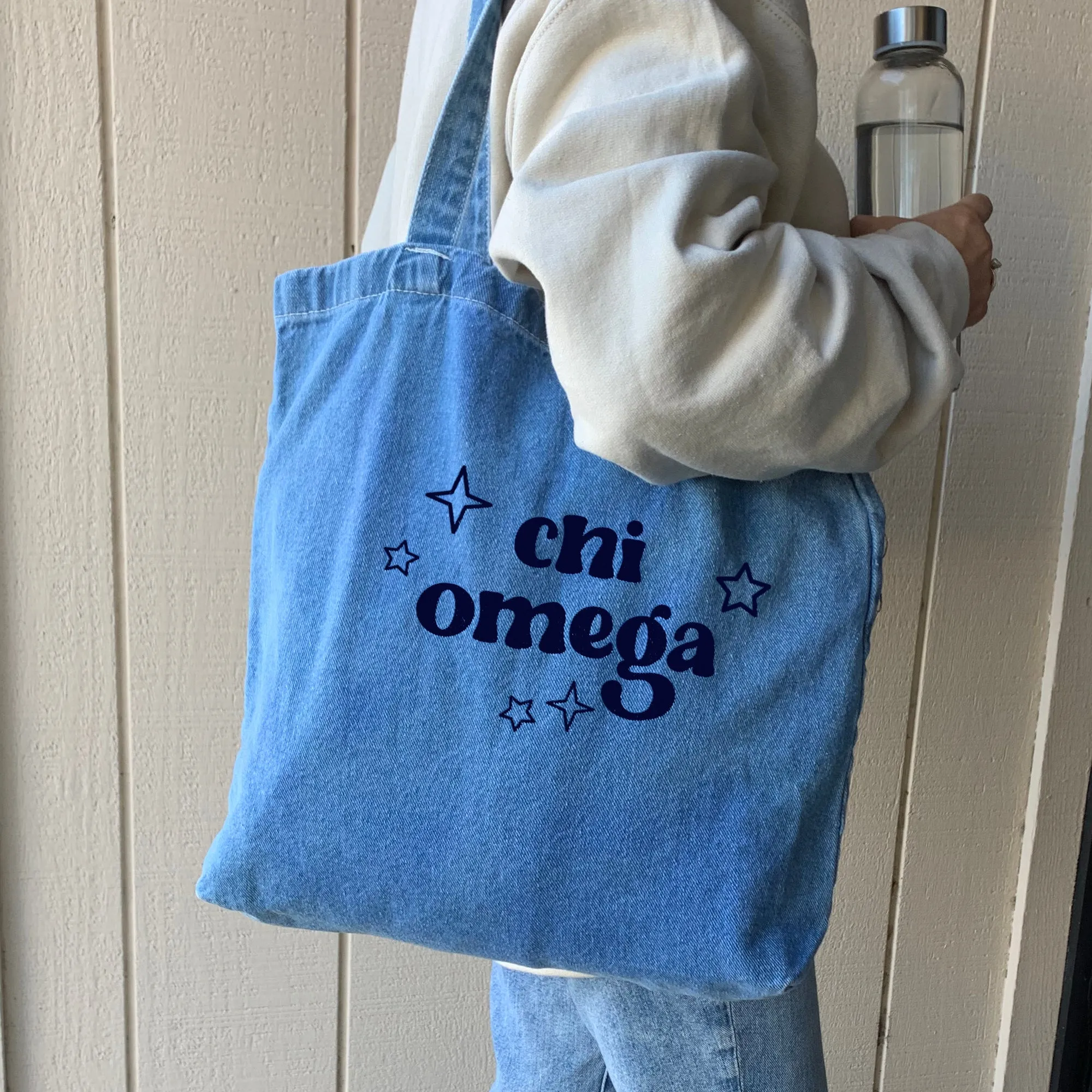 Denim Sorority Tote Bag - Sorority Gift, Big Little Reveal, Bid Day, Greek Life
