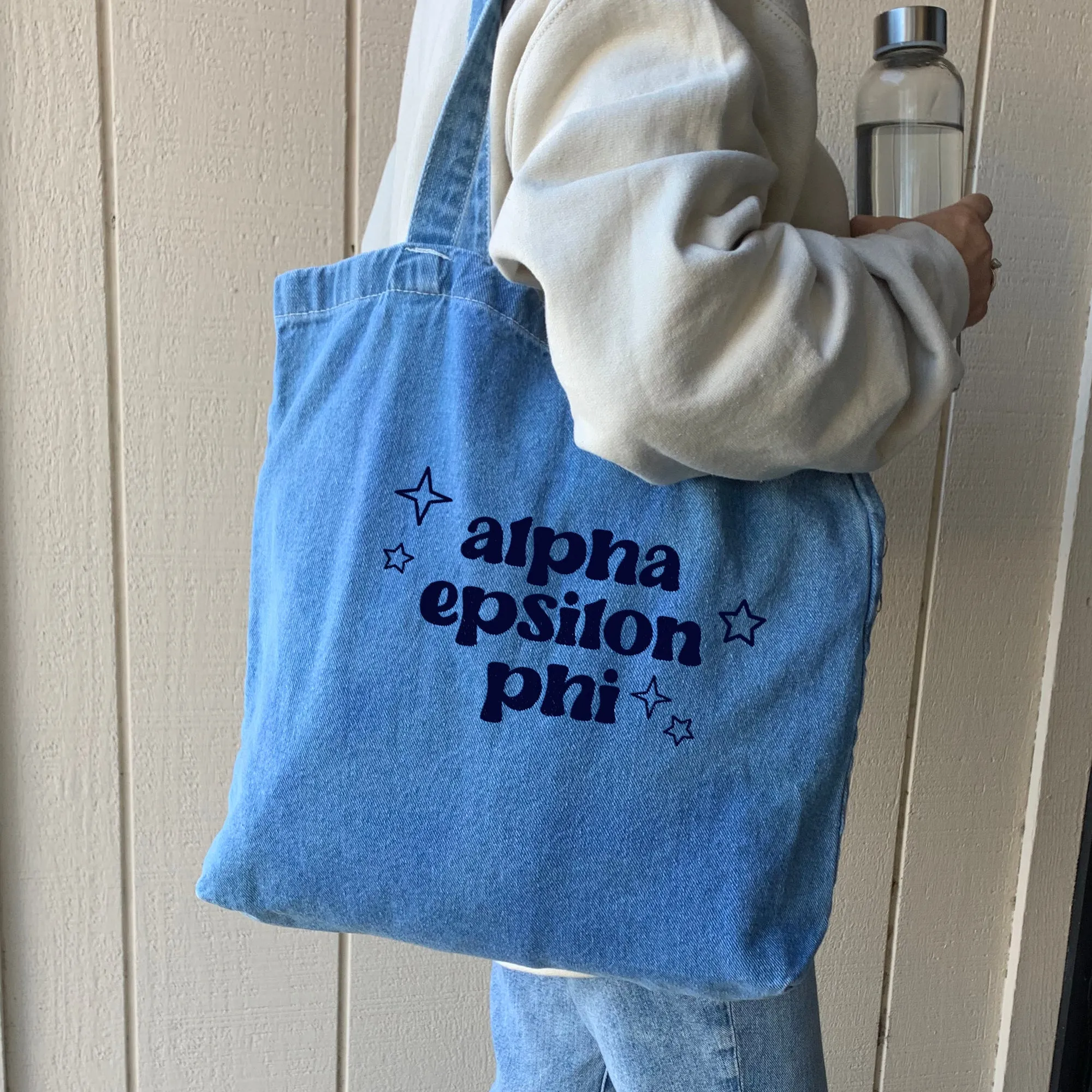 Denim Sorority Tote Bag - Sorority Gift, Big Little Reveal, Bid Day, Greek Life