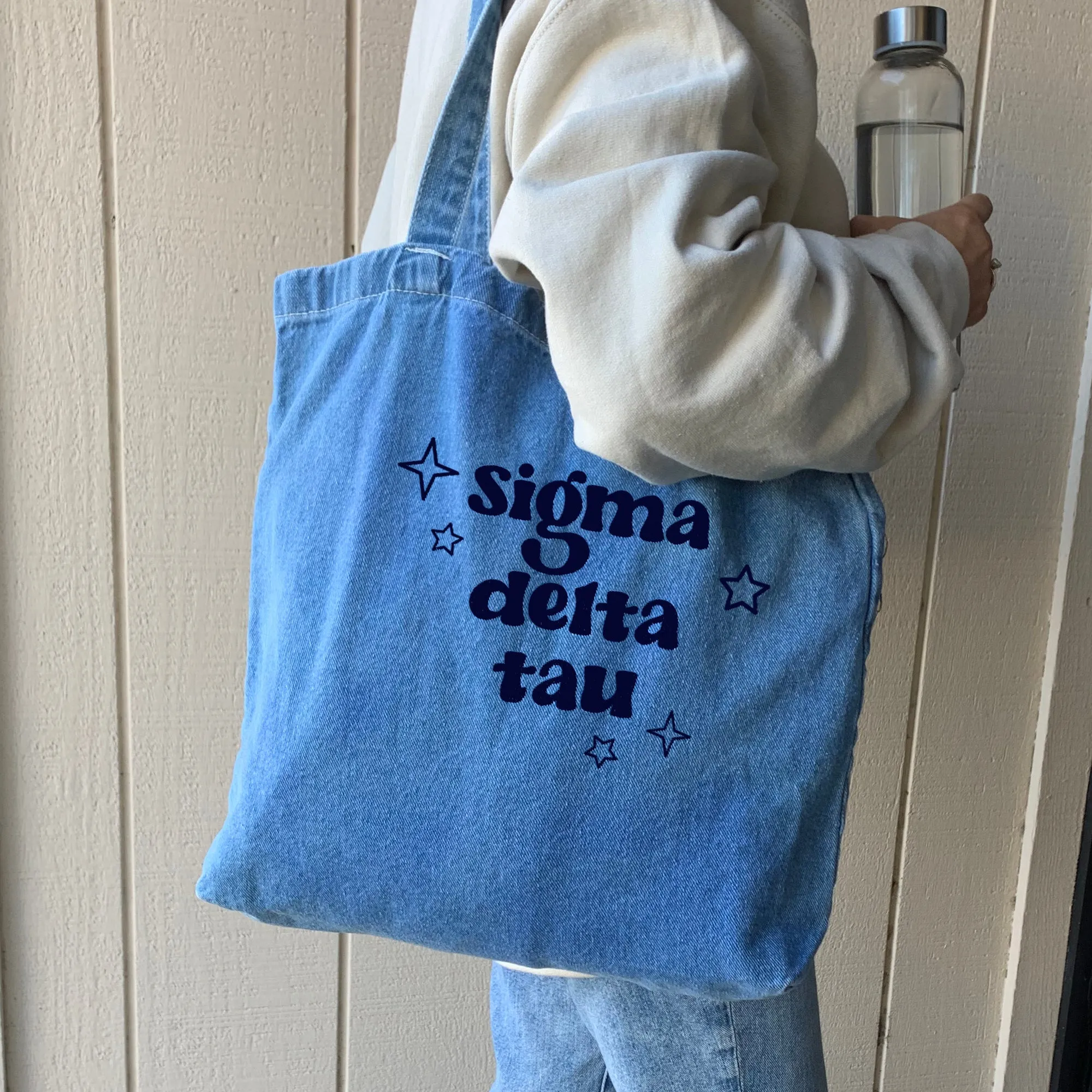 Denim Sorority Tote Bag - Sorority Gift, Big Little Reveal, Bid Day, Greek Life