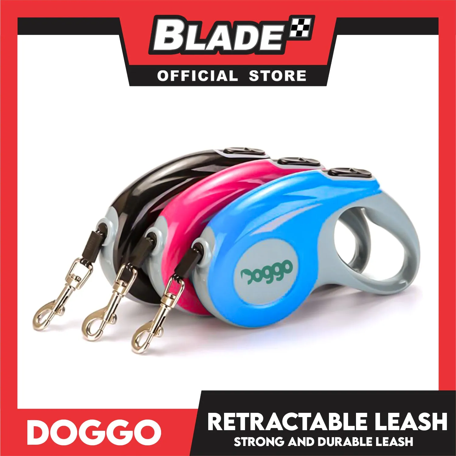 Doggo Retractable Leash 5M (Pink) Strong And Durable, In Comfort And Control Running And Convenient