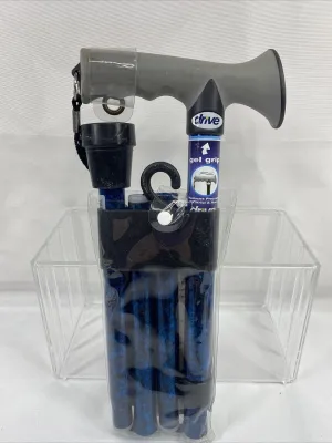 Drive Medical Adjustable Lightweight Folding Cane w/ Gel Hand Grip, Blue Crackle