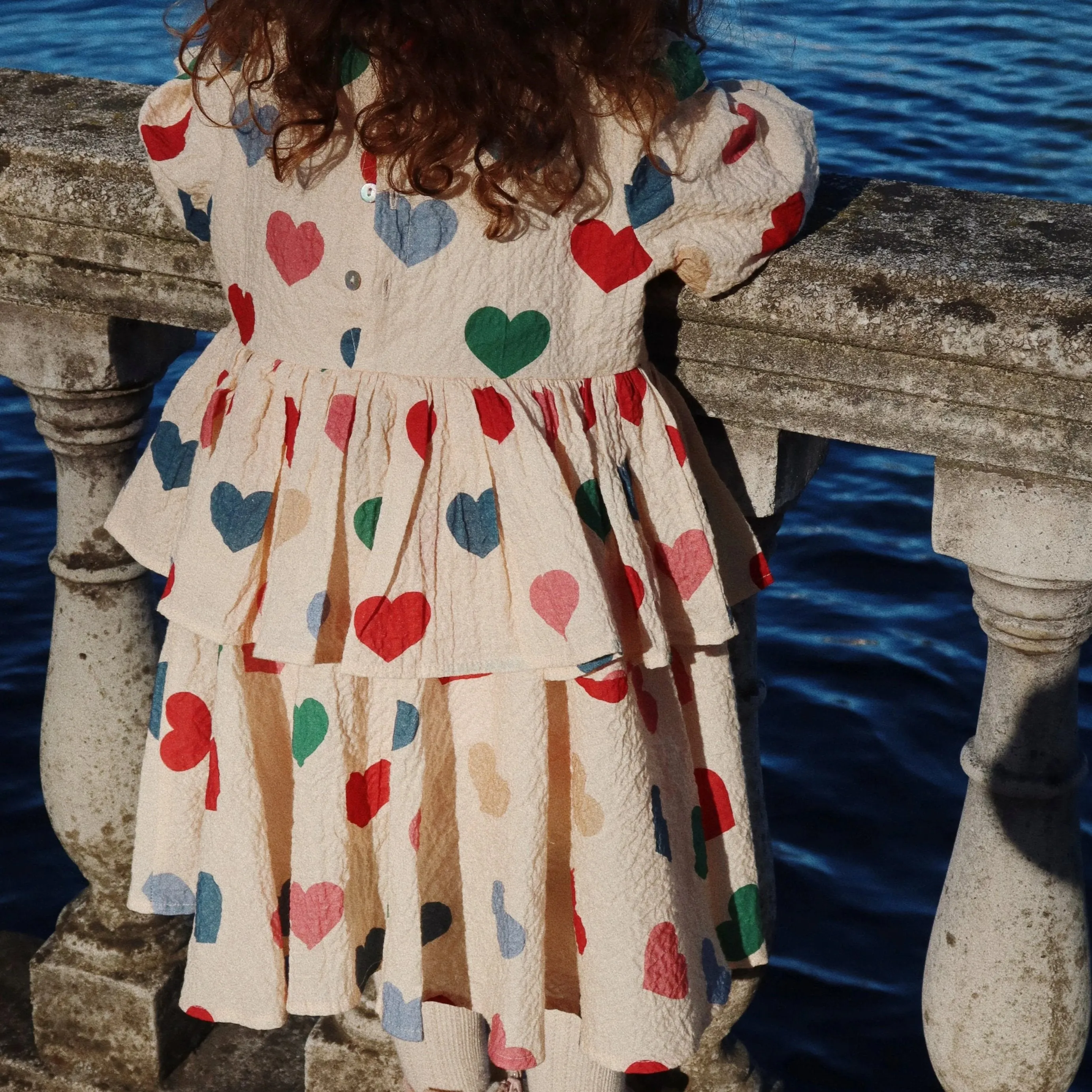Elin Heart Print Frilled Long Sleeve Dress