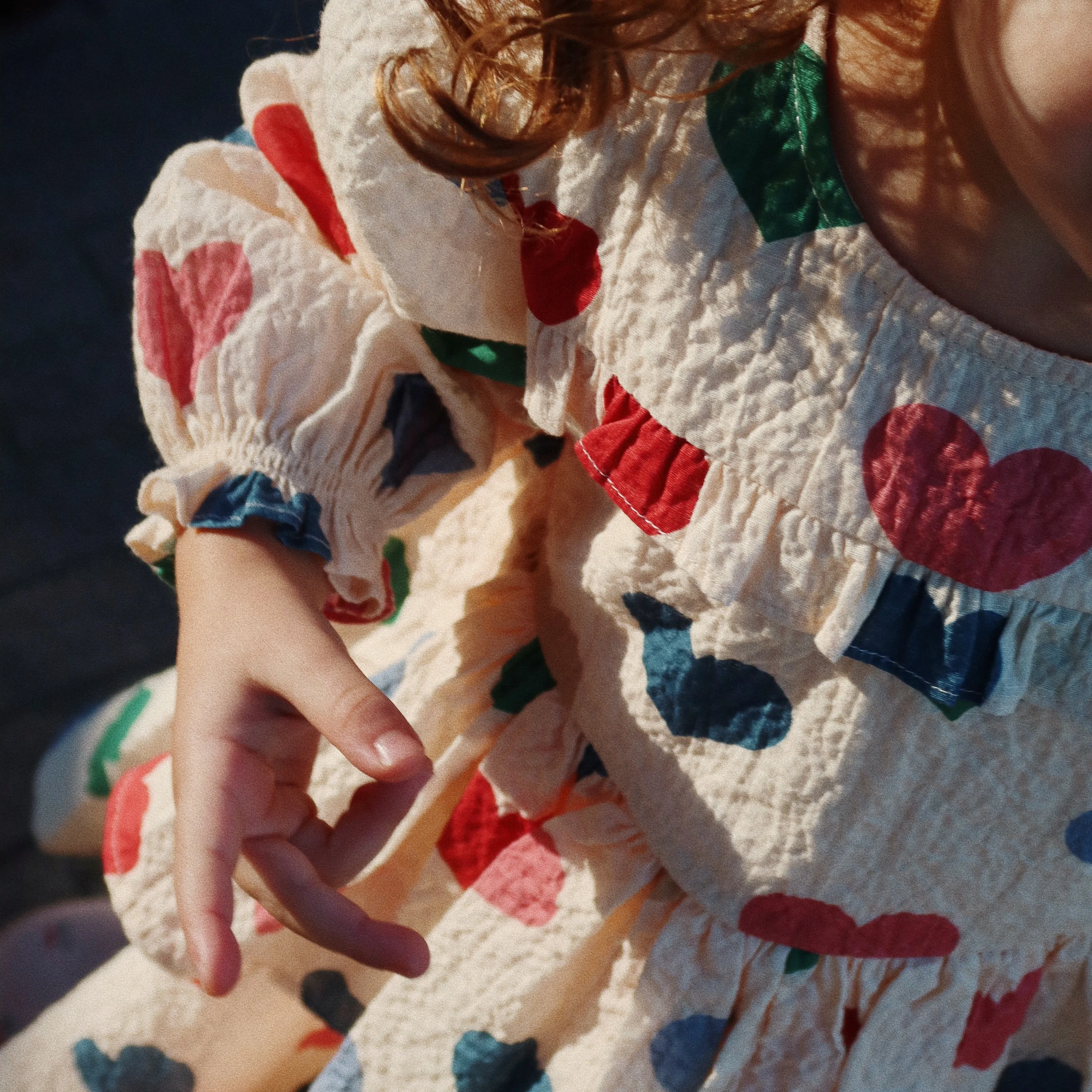 Elin Heart Print Frilled Long Sleeve Dress