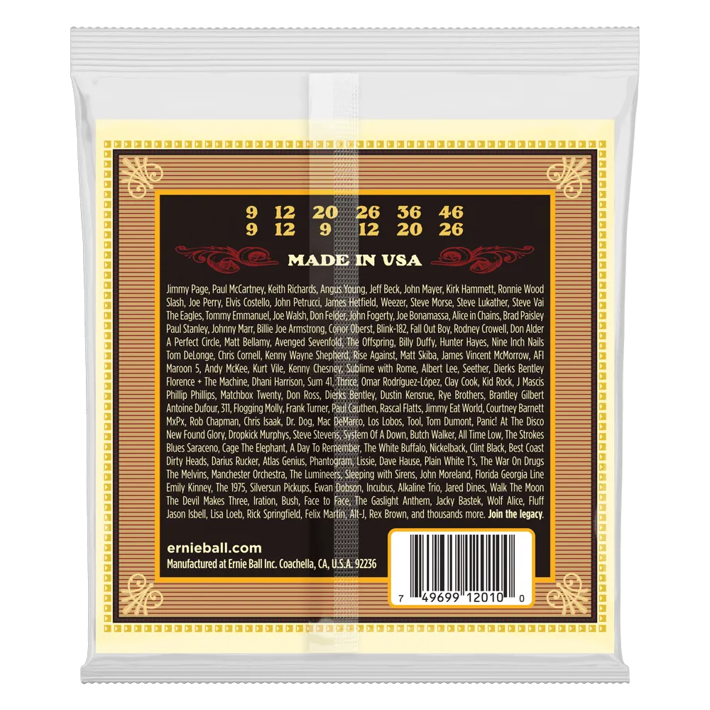 Ernie Ball Earthwood Light 12-String 80/20 Bronze Acoustic Guitar Strings, 9-46 Gauge
