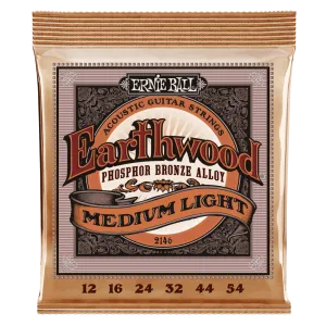 Ernie Ball Earthwood Medium Light Phosphor Bronze Acoustic Guitar String, 12-54 Gauge