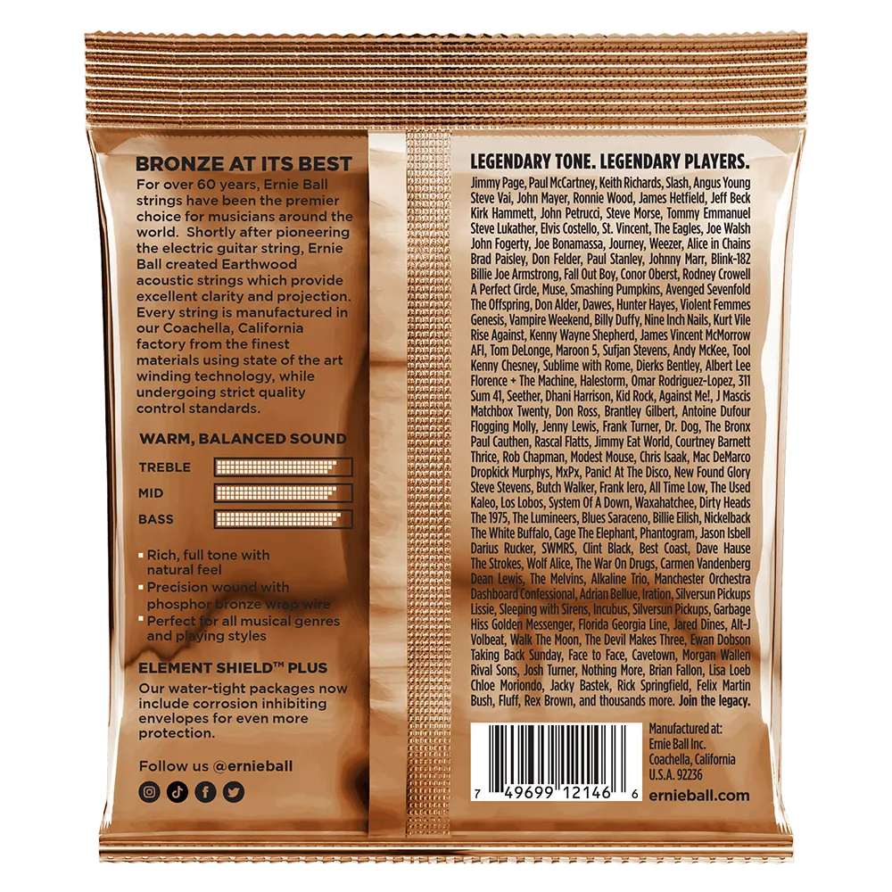 Ernie Ball Earthwood Medium Light Phosphor Bronze Acoustic Guitar String, 12-54 Gauge