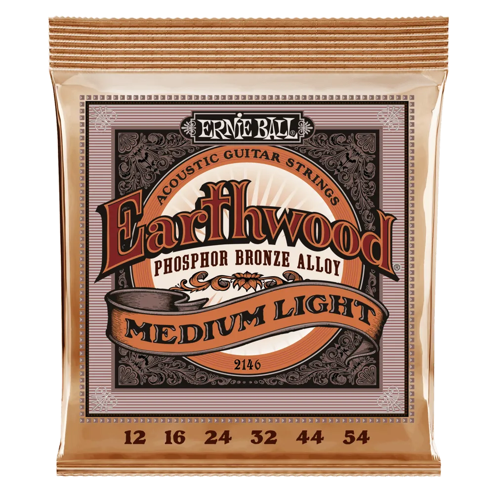 Ernie Ball Earthwood Medium Light Phosphor Bronze Acoustic Guitar String, 12-54 Gauge