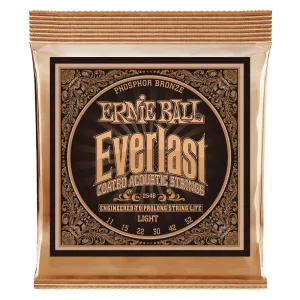 Ernie Ball Everlast Light Coated Phosphor Bronze Acoustic Guitar String, 11-52 Gauge