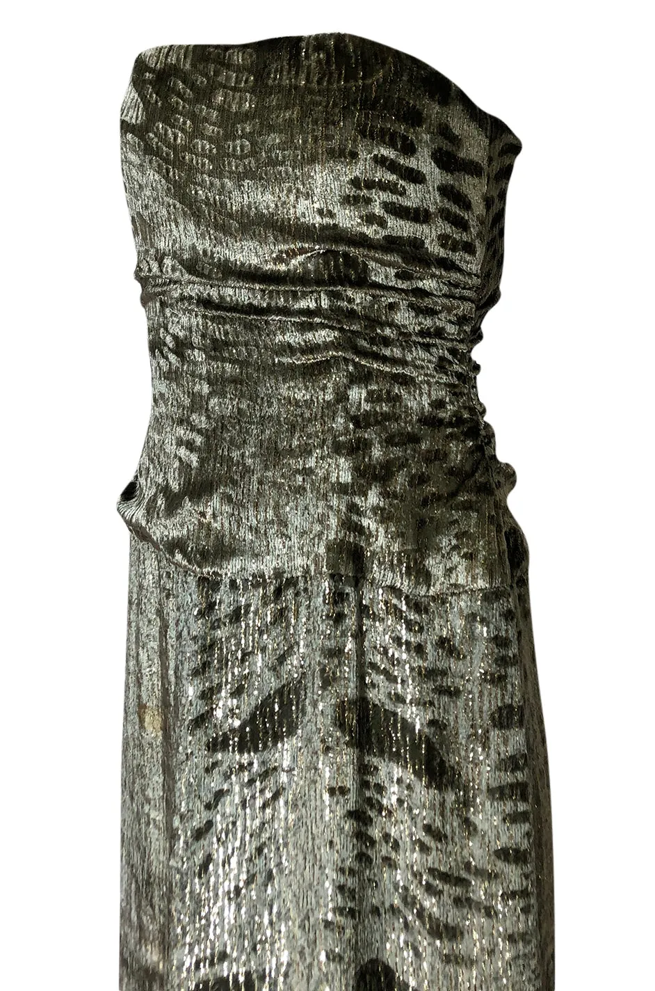 Fall 1986 Bill Blass Silk Velvet Lame Beaded Evening Strapless Dress & Jacket