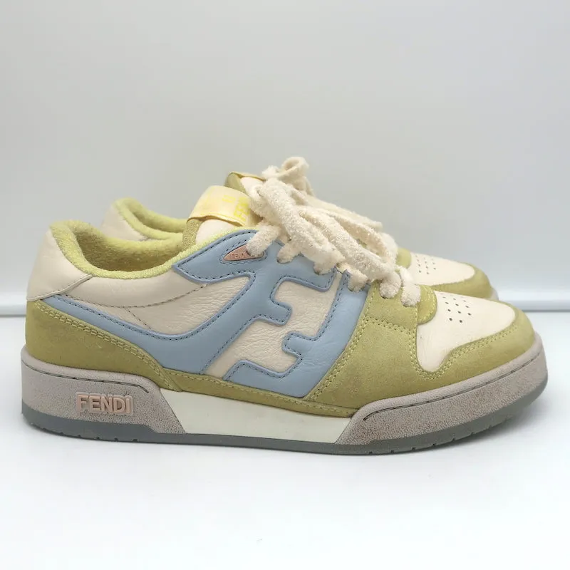 Fendi Match Sneakers Yellow Suede & Light Blue Leather Size 38
