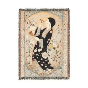 Floral Calligraphy Woven Blanket