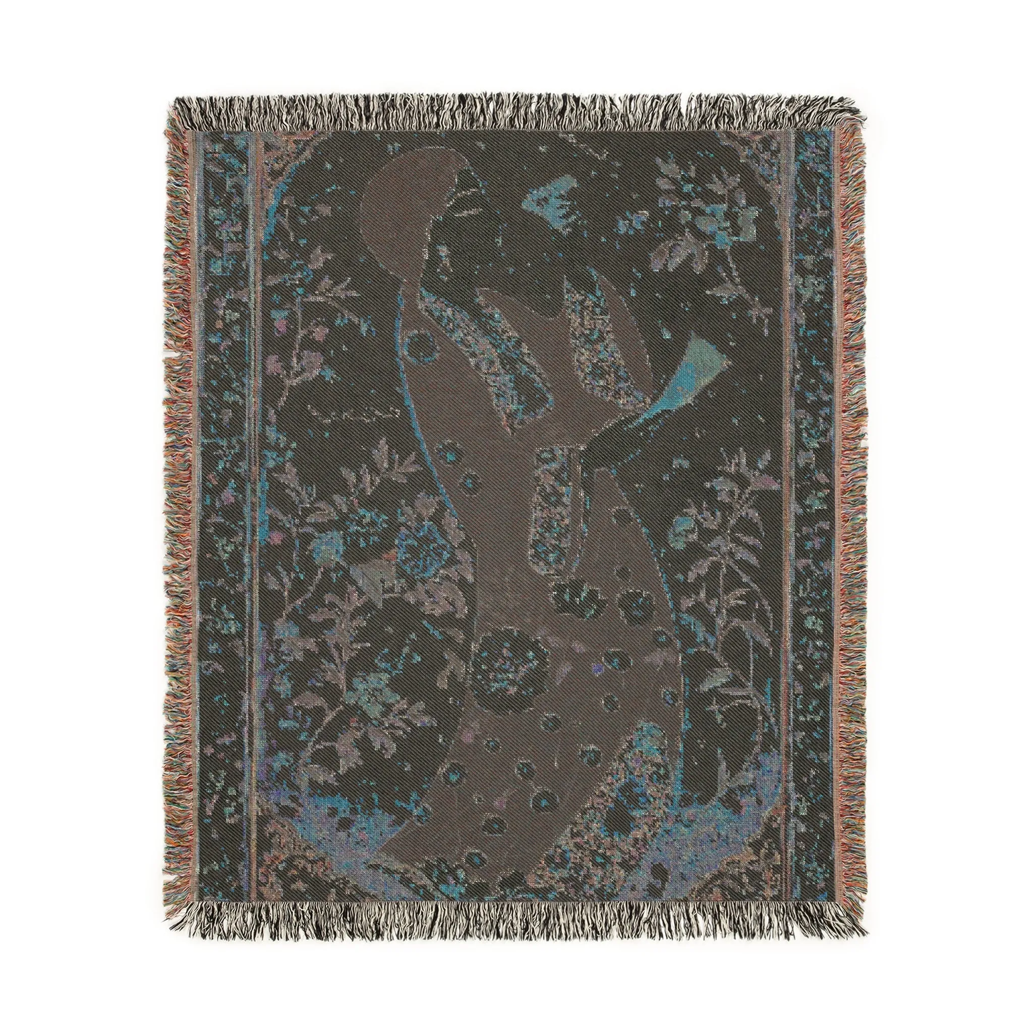 Floral Calligraphy Woven Blanket