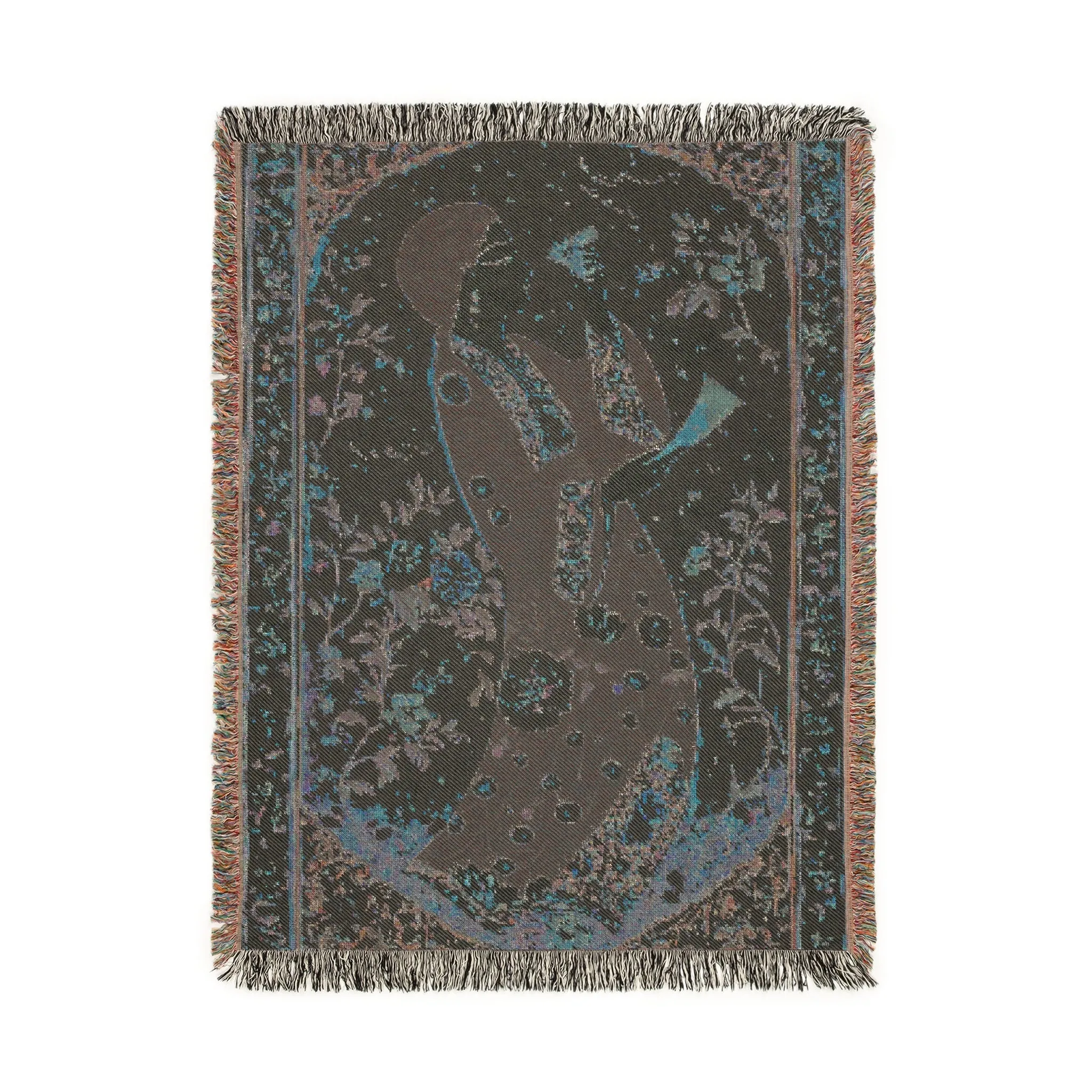 Floral Calligraphy Woven Blanket