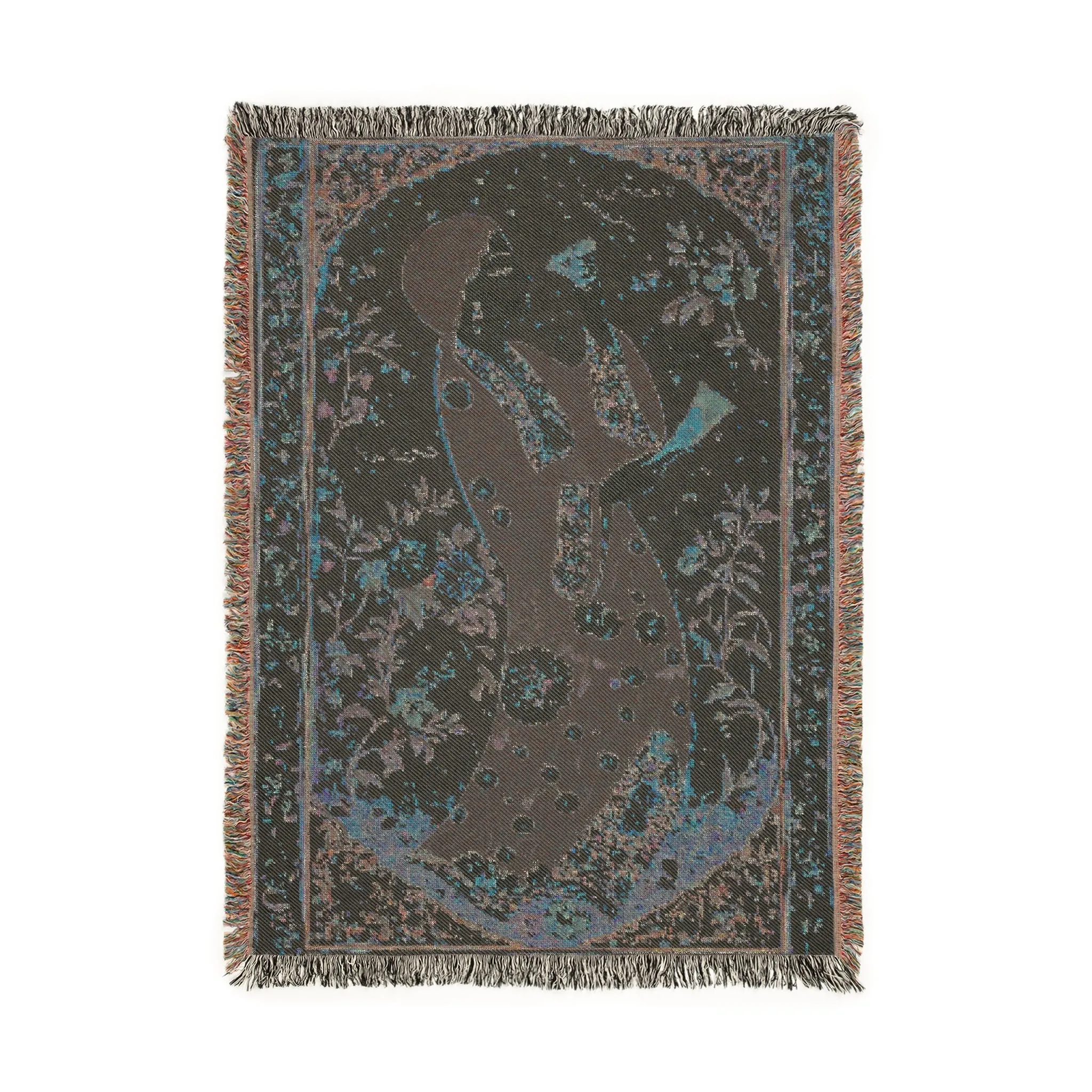 Floral Calligraphy Woven Blanket