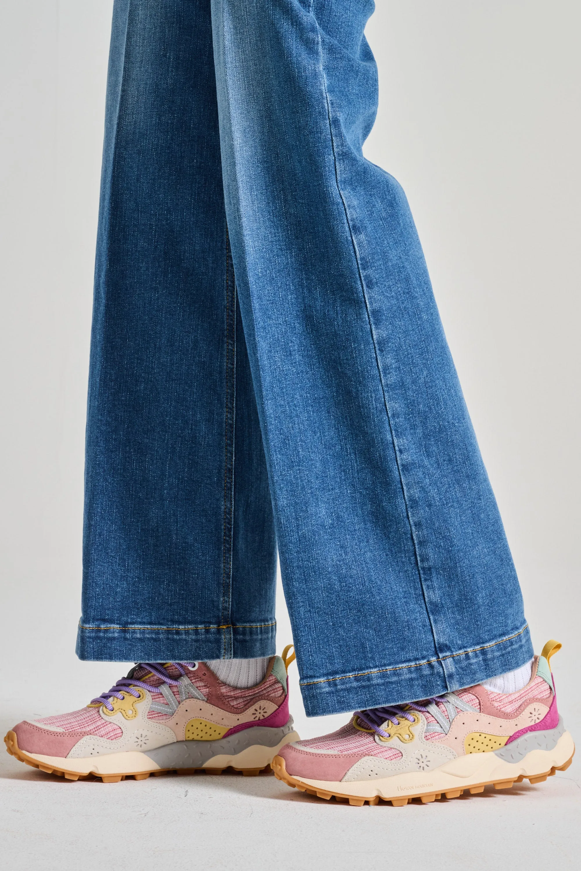 Flower Mountain Sneakers Suede Fabric Checked Rosa Donna