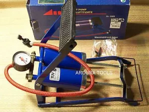 FOOT PUMP - DOUBLE CYLINDER   AIR ADAPTORS - New.