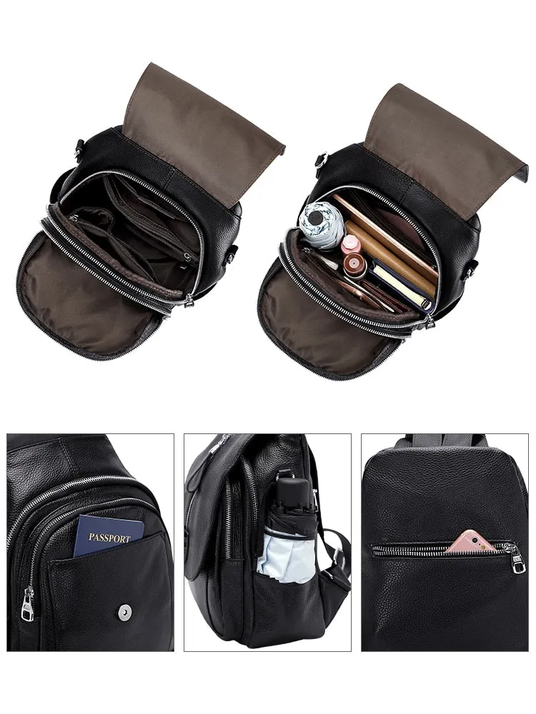 Genuine Leather Convertible Backpack Purse